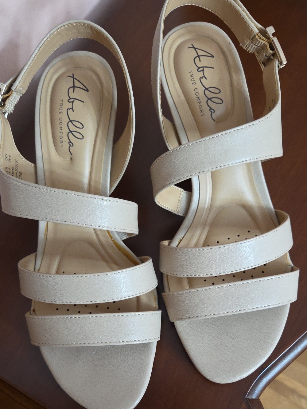 Abella Beige Triple-Strap Comfort Sandals